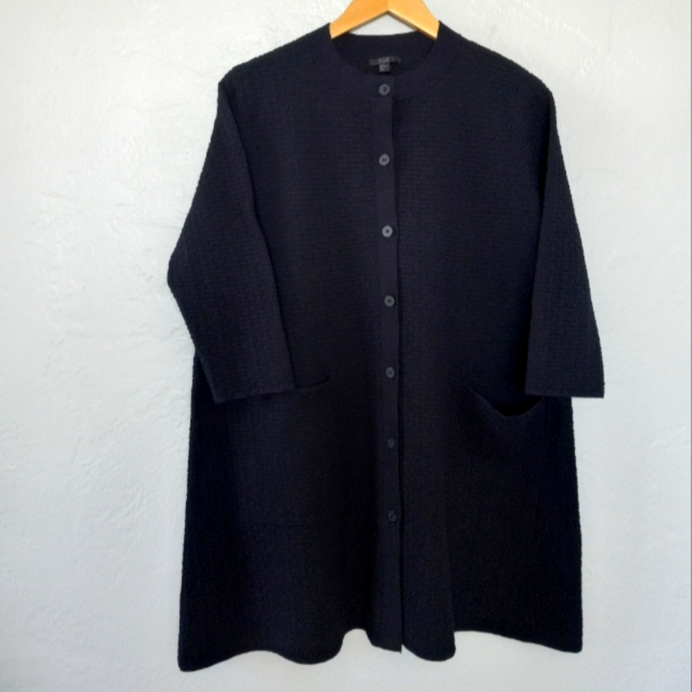 COS A-Line Textured Knit Cardigan Navy M - Picture 4 of 13